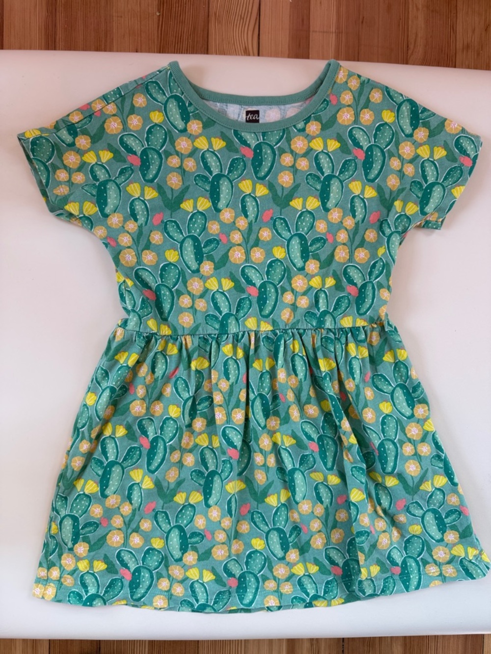 Tea Collection Teal Cactus & Floral Print Casual Dress